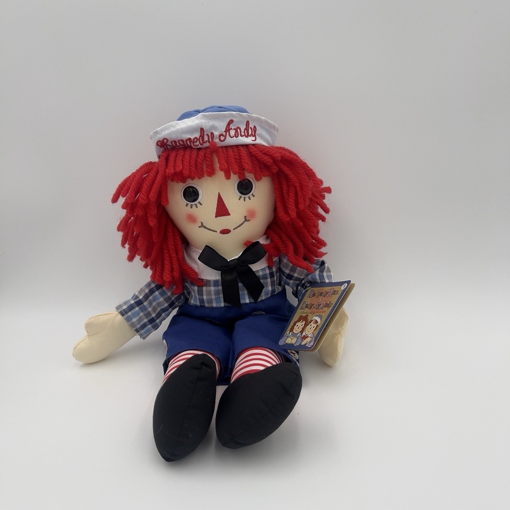 Vintage Raggedy Andy Doll Plush Sailor Outfit Red Yarn Hair Stuffed Toy With Tag
